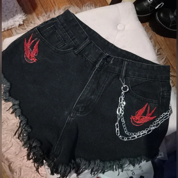 RAGE custom gothic babe OOAK vintage shorts! SOLD - Picture 1 of 9